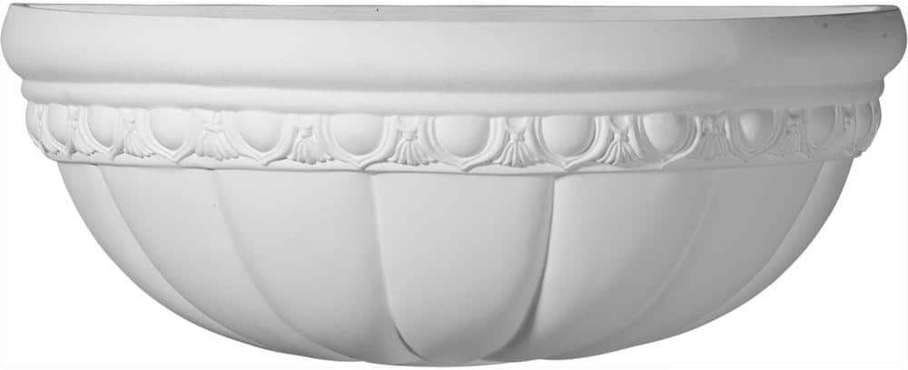 Ekena Millwork 16-1/8 in. x 8-1/4 in. x 6-1/4 in. Primed Polyurethane Ashford Shell with Egg and Dart Wall Sconce