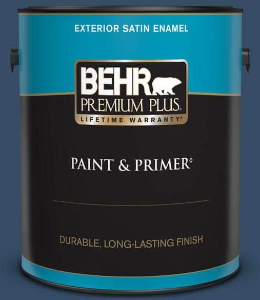 BEHR PREMIUM PLUS 1 gal. Home Decorators Collection #HDC-FL14-12 Rain Boots Satin Enamel Exterior Paint & Primer