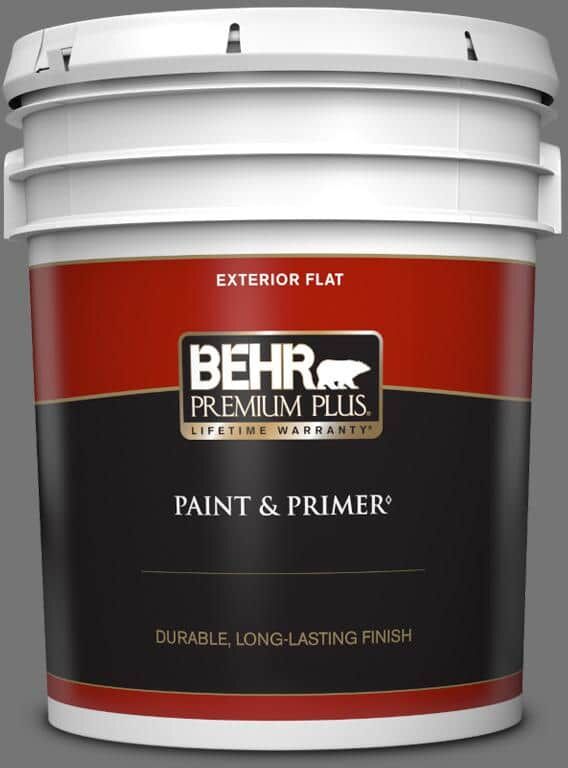 BEHR PREMIUM PLUS 5 gal. #N520-5 Iron Mountain Flat Exterior Paint & Primer