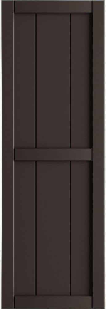 Ekena Millwork 10-3/4 in. x 47 in. True Fit PVC Two Board Framed Board and Batten Shutters Pair in Raisin Brown