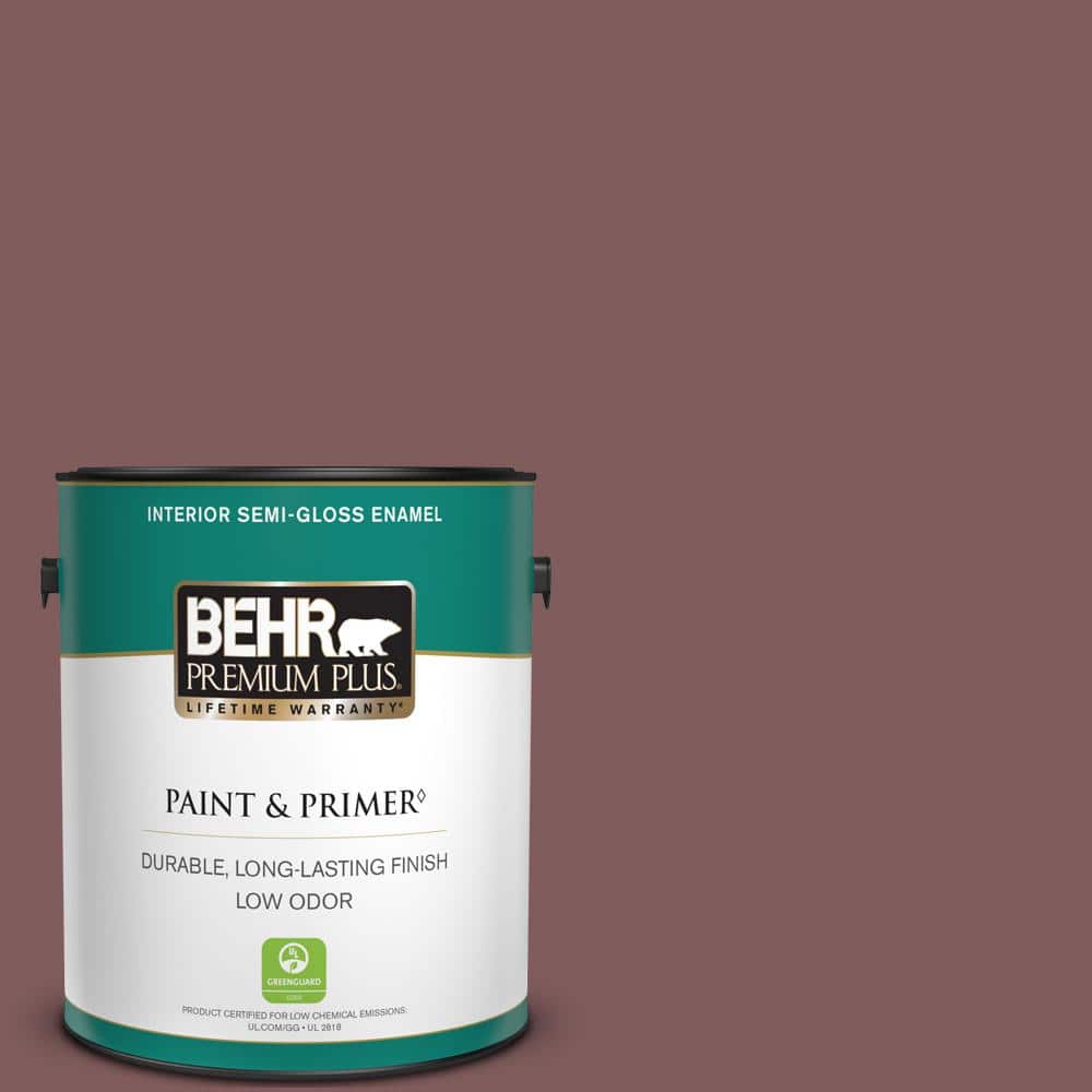 BEHR PREMIUM PLUS 1 gal. #140F-6 Book Binder Semi-Gloss Enamel Low Odor Interior Paint & Primer