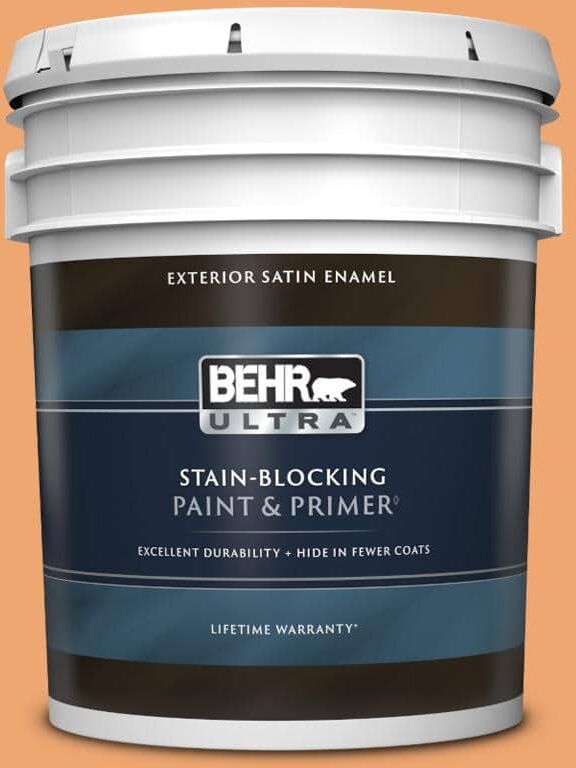 BEHR ULTRA 5 gal. Home Decorators Collection #HDC-SP16-04 Apricot Jam Satin Enamel Exterior Paint & Primer