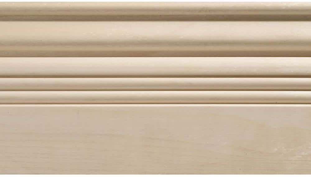 Ornamental Mouldings OML21-8FTWHW 0.5 in. D x 4 in. W x 96 in. L Unfinished White Hardwood Base Moulding