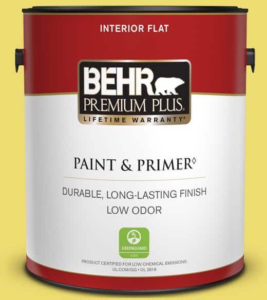 BEHR PREMIUM PLUS 1 gal. #T15-15 Plastic Lime Flat Low Odor Interior Paint & Primer