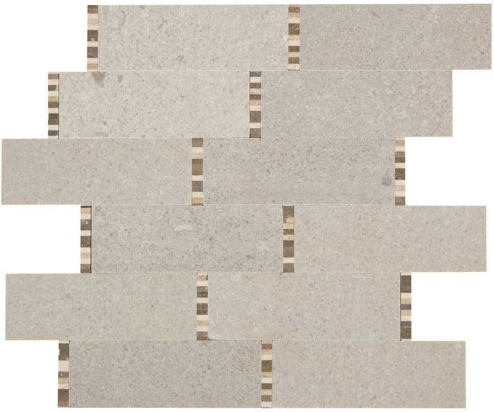 Daltile Premier Accents Bisque 11 in. x 13 in. Marble Brick Joint Mosaic Tile (9.2 sq. ft./Case)