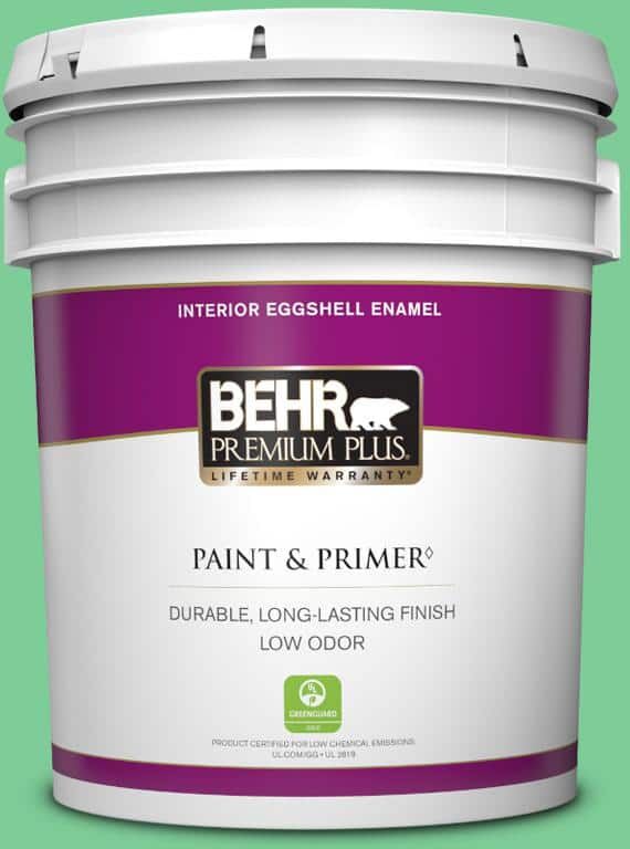 BEHR PREMIUM PLUS 5 gal. #460B-4 Garden Glow Eggshell Enamel Low Odor Interior Paint & Primer