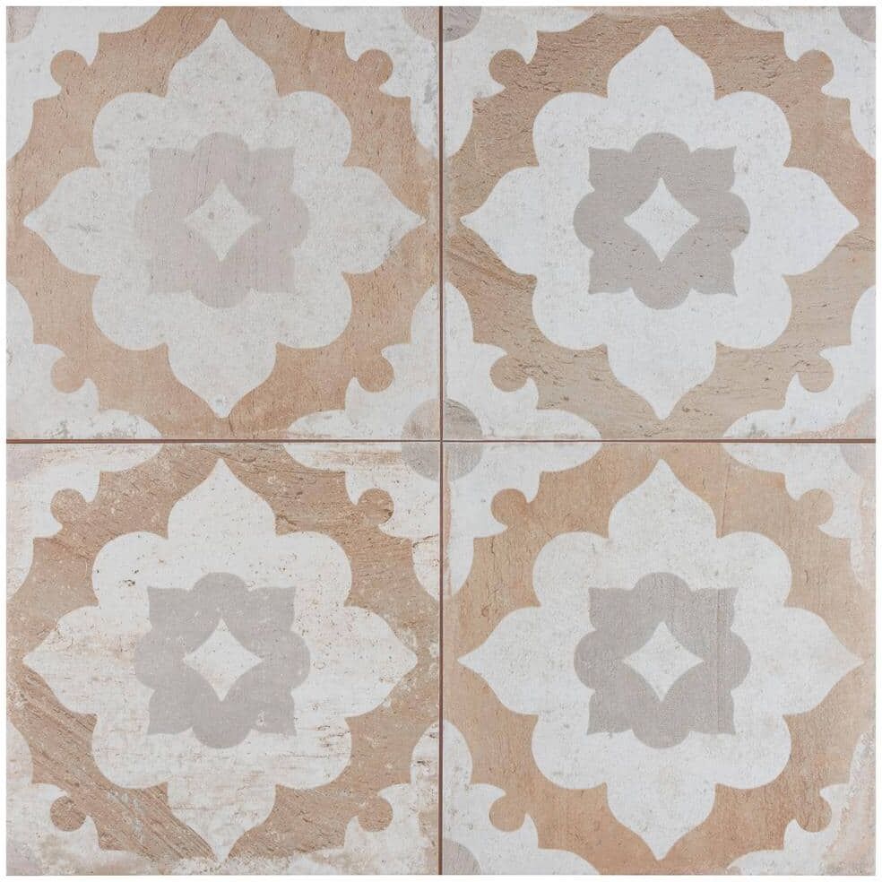 Merola Tile Kings Clay Blossom 17-5/8 in. x 17-5/8 in. Ceramic Floor and Wall Tile (10.95 sq. ft./Case)