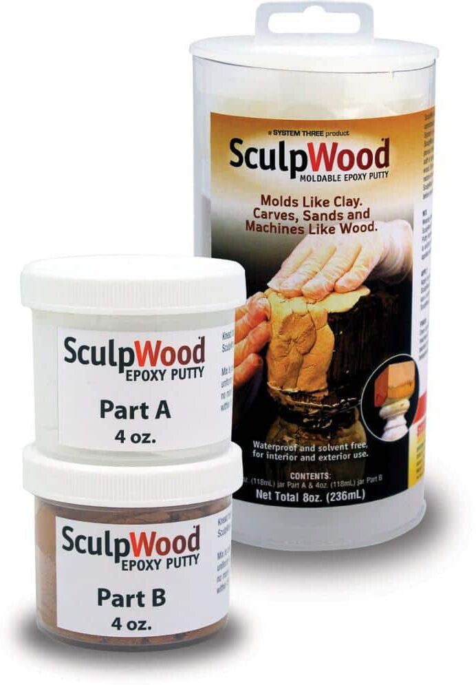 SYSTEM THREE 8 oz. Sculpwood Two Part Epoxy Putty Kit with 4 oz. Resin and 4 oz. Hardener