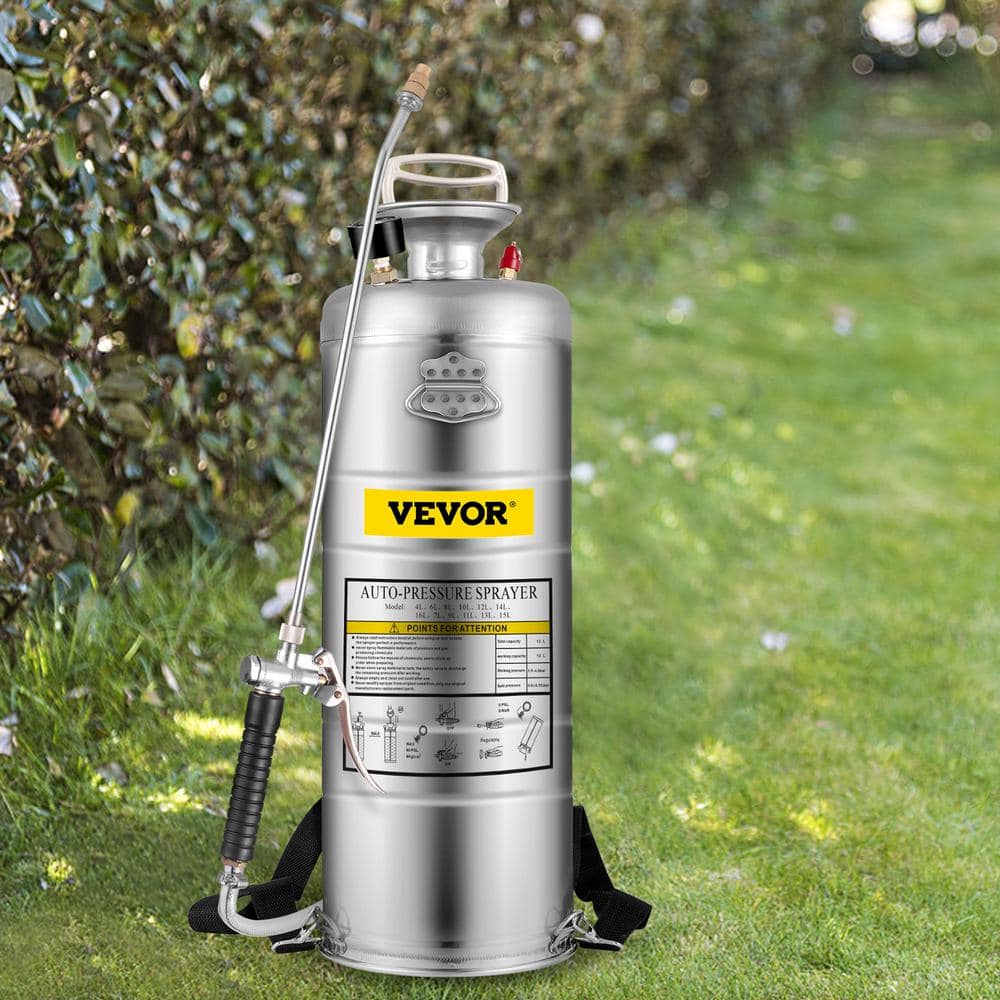 VEVOR 3.5 Gal. Stainless Steel Sprayer Adjustable Nozzle Hand Pump Sprayer with Pressure Gauge and Safety Valve for Gardening