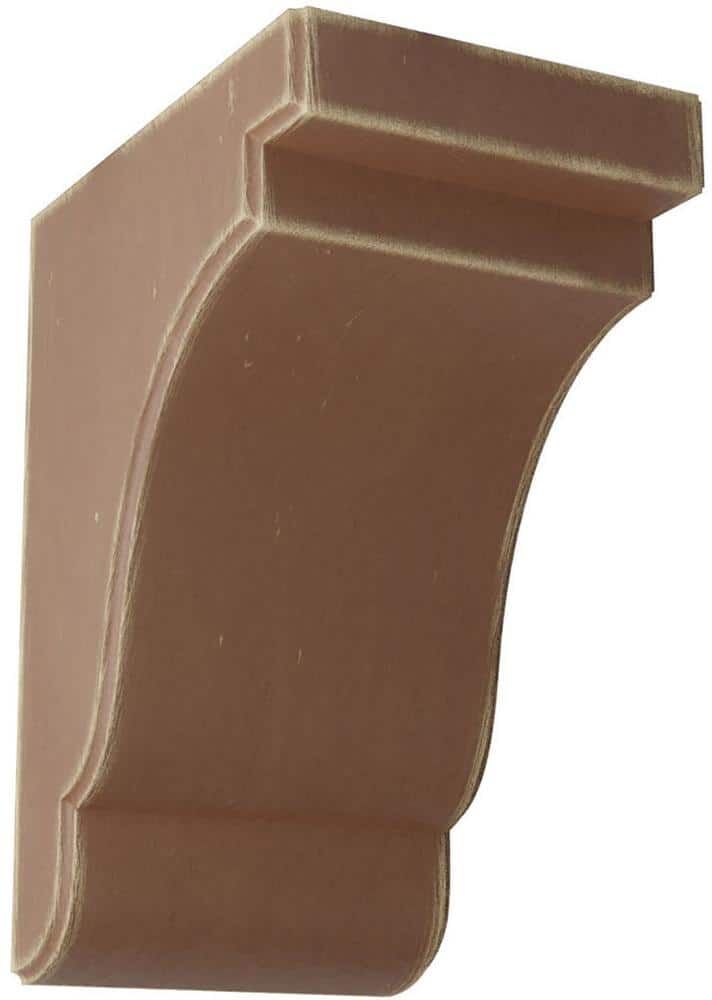 Ekena Millwork 5-1/4 in. x 9-1/2 in. x 7-1/4 in. Weathered Brown Bedford Wood Vintage Decor Bracket