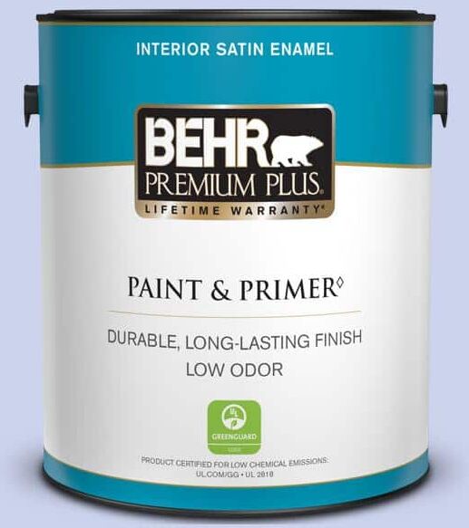 BEHR PREMIUM PLUS 1 gal. #P540-2 Garden Fairy Satin Enamel Low Odor Interior Paint & Primer