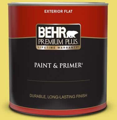 BEHR PREMIUM PLUS 1 qt. #T15-15 Plastic Lime Flat Exterior Paint & Primer