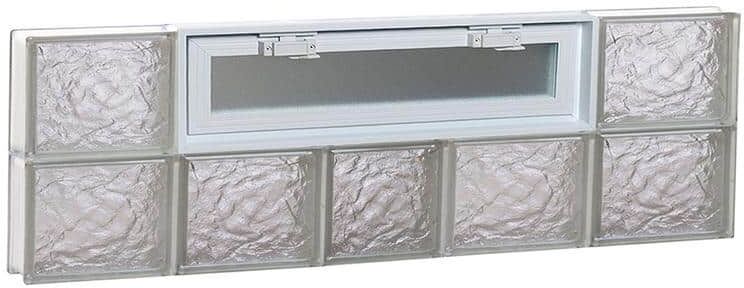 Clearly Secure 36.75 in. x 11.5 in. x 3.125 in. Frameless Ice Pattern Vented Glass Block Window