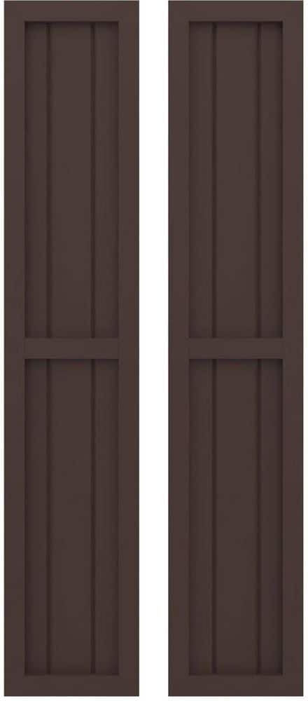 Ekena Millwork 10-1/2 in. W x 47 in. H Americraft 3 Board Real Wood Two Equal Panel Framed Board and Batten Shutters Raisin Brown