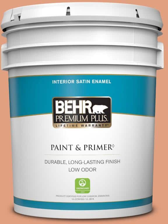 BEHR PREMIUM PLUS 5 gal. #230D-4 Pecos Spice Satin Enamel Low Odor Interior Paint & Primer