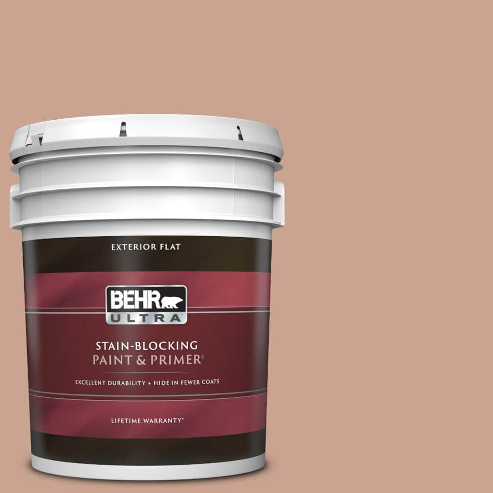 BEHR ULTRA 5 gal. #220F-4 Sombrero Tan Flat Exterior Paint & Primer