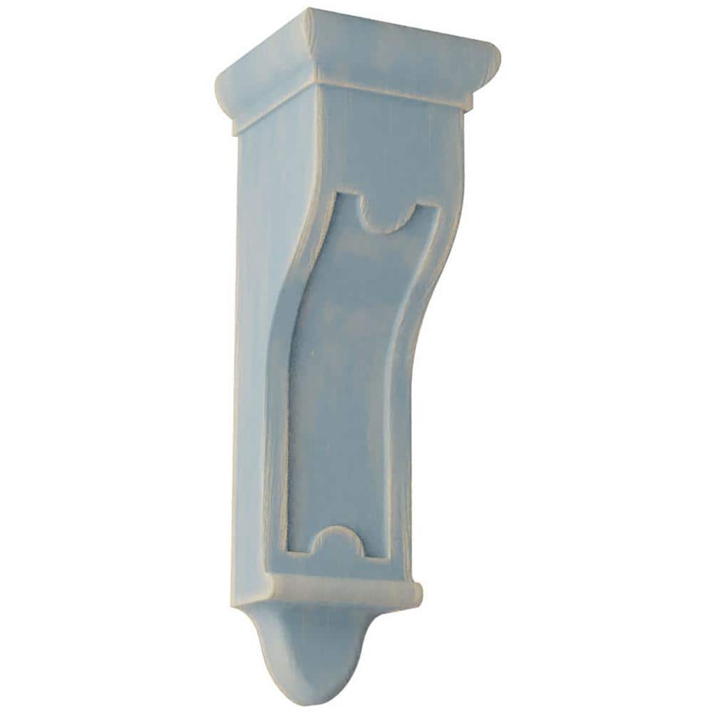 Ekena Millwork 4 in. x 12 in. x 4 in. Driftwood Blue Arts and Crafts Wood Vintage Decor Corbel