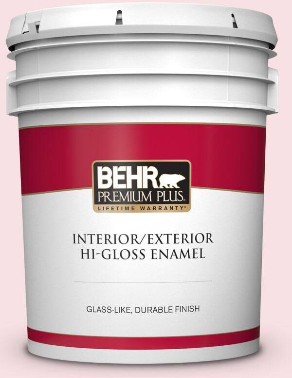 BEHR PREMIUM PLUS 5 gal. #RD-W02 Candy Floss Hi-Gloss Enamel Interior/Exterior Paint