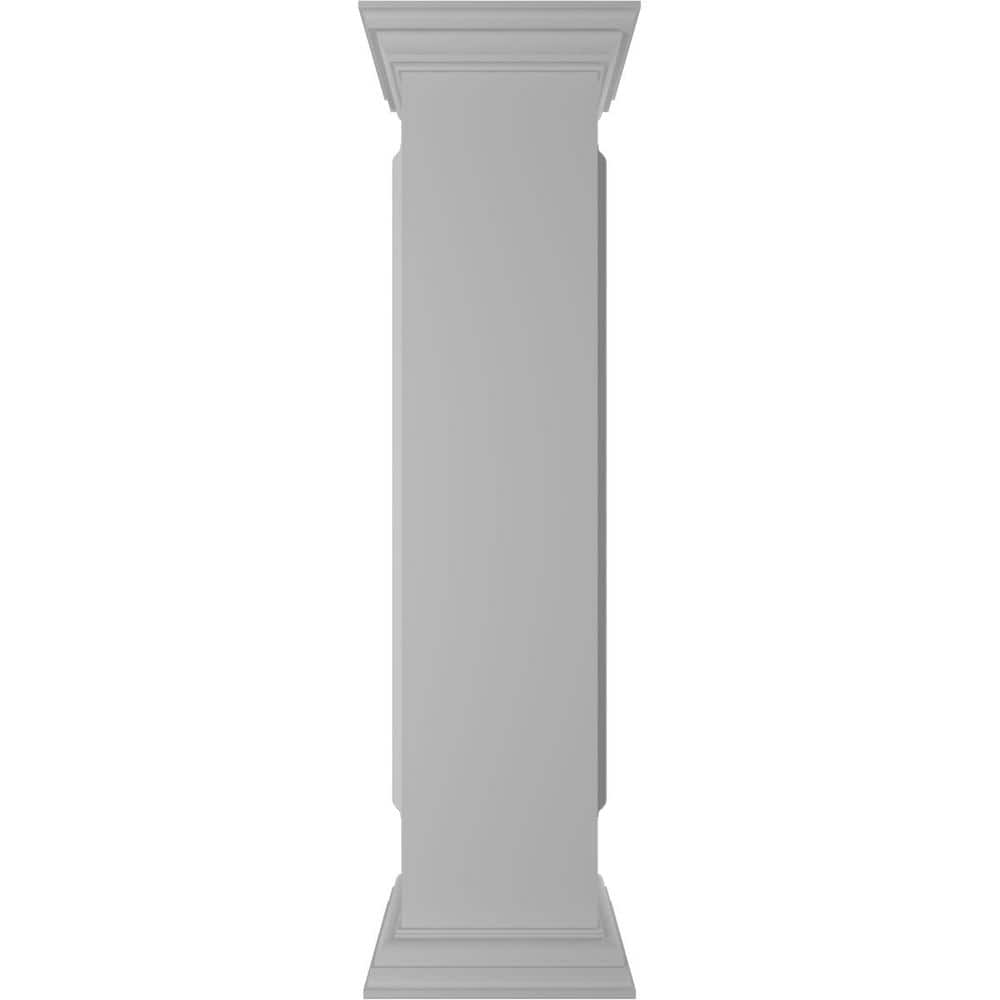 Ekena Millwork Straight 48 in. x 10 in. White Box Newel Post with Panel, Peaked Capital and Base Trim (Installation Kit Included)