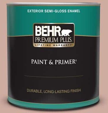 BEHR PREMIUM PLUS 1 qt. #MQ1-50 Art Deco Pink Semi-Gloss Enamel Exterior Paint & Primer