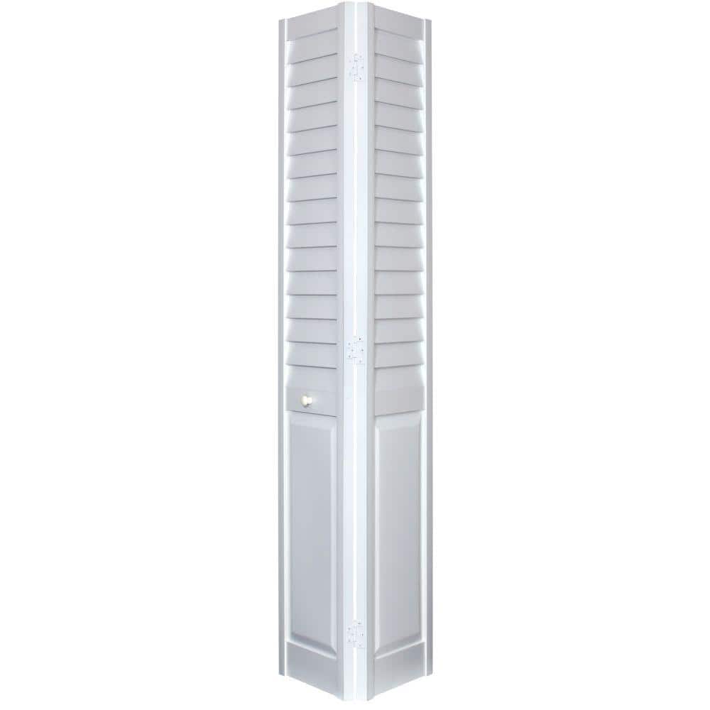Home Fashion Technologies 24 in. x 80 in. 3 in. Louver/Panel White PVC Composite Interior Closet Bi-Fold Door