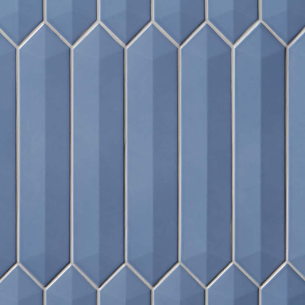 Ivy Hill Tile Axis 3D 2.6 in. x 13 in. Blue Polished Picket Ceramic Wall Tile (9.04 sq. ft. / case)