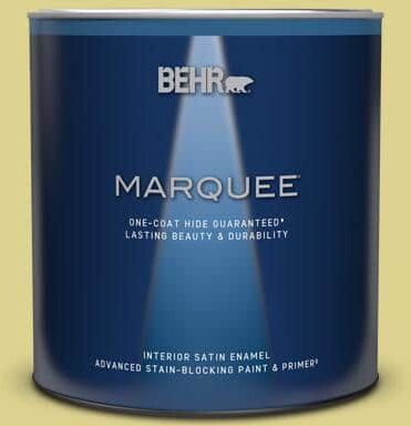 BEHR MARQUEE 1 qt. #T17-16 Thats My Lime Satin Enamel Interior Paint & Primer