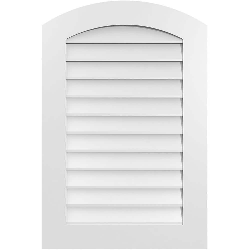 Ekena Millwork 24" x 36" Arch Top Surface Mount PVC Gable Vent: Functional with Standard Frame