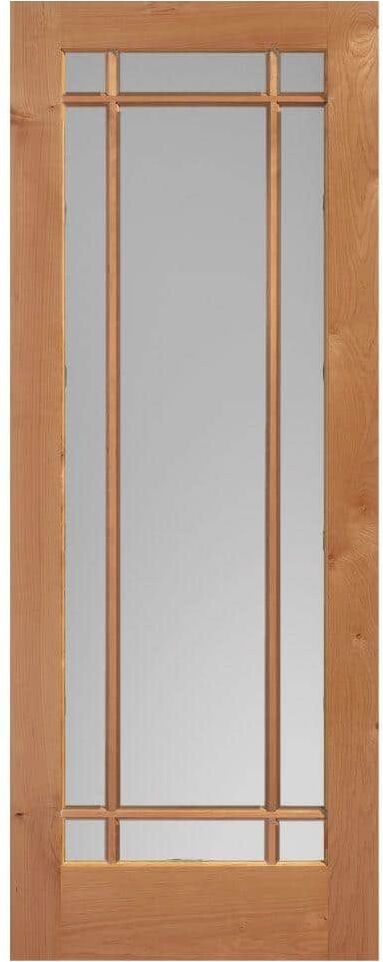 Masonite 30 in. x 84 in. Prairie Knotty Alder Veneer 9-Lite Solid Wood Interior Barn Door Slab