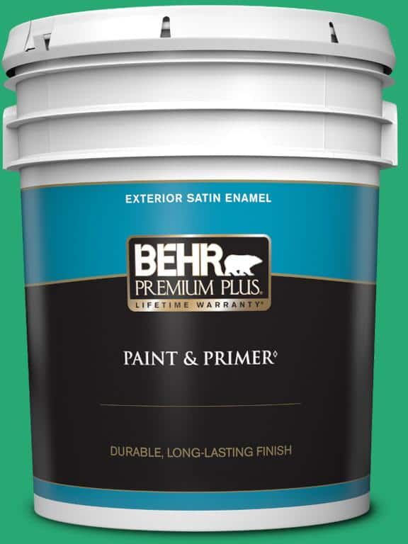 BEHR PREMIUM PLUS 5 gal. #470B-5 Garden Medley Satin Enamel Exterior Paint & Primer