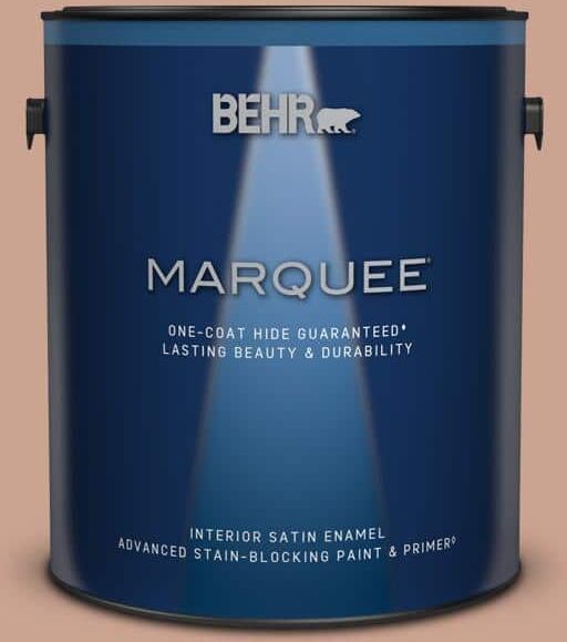 BEHR MARQUEE 1 gal. #220F-4 Sombrero Tan Satin Enamel Interior Paint & Primer