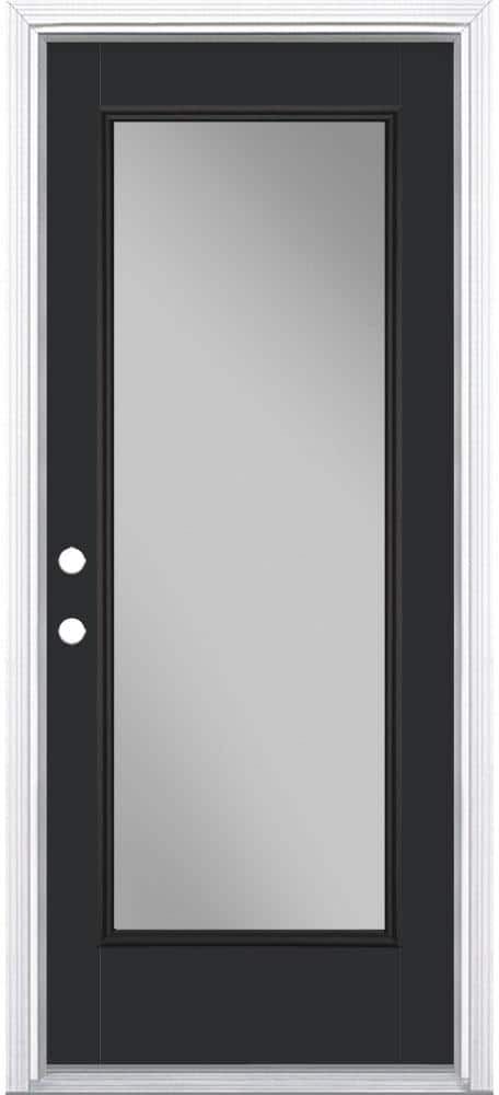 Masonite 32 in. x 80 in. Full Lite Right-Hand Inswing Painted Smooth Fiberglass Prehung Front Door w/ Brickmold, Vinyl Frame