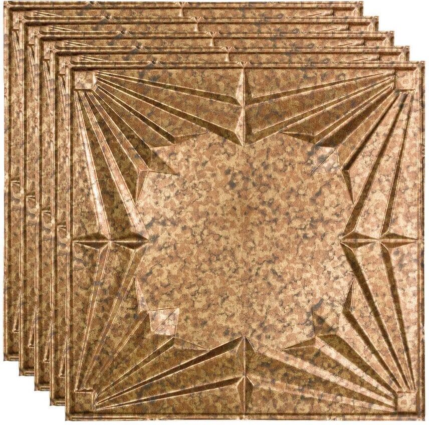 Fasade Art Deco 2 ft. x 2 ft. Cracked Copper Lay-In Vinyl Ceiling Tile (20 sq. ft.)