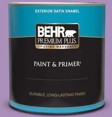 BEHR PREMIUM PLUS 1 qt. #650B-5 Garden Pansy Satin Enamel Exterior Paint & Primer