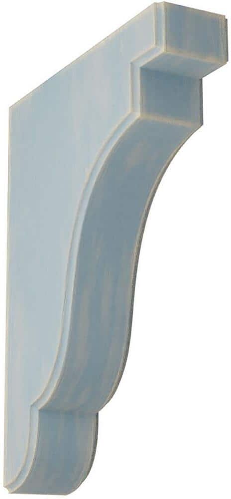 Ekena Millwork 1-3/4 in. x 9-1/2 in. x 7-1/4 in. Driftwood Blue Bedford Wood Vintage Decor Bracket