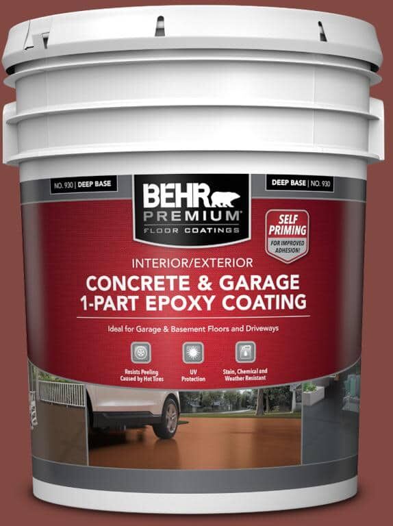 BEHR PREMIUM 5 gal. #S140-7 Deco Red Self-Priming 1-Part Epoxy Satin Interior/Exterior Concrete and Garage Floor Paint