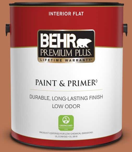 BEHR PREMIUM PLUS 1 gal. Home Decorators Collection #HDC-AC-06 Campfire Blaze Flat Low Odor Interior Paint & Primer