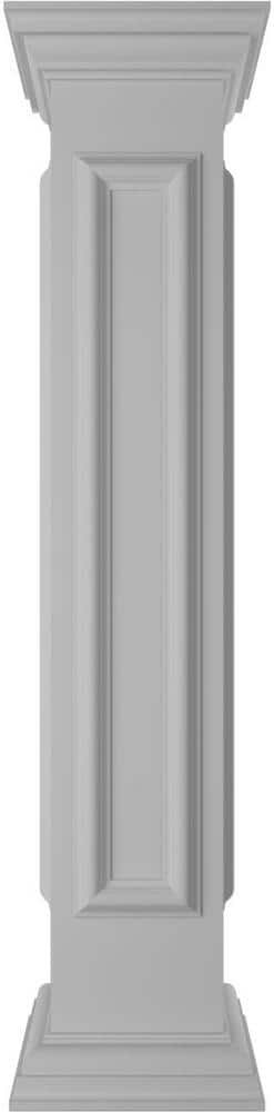 Ekena Millwork End 48 in. x 8 in. White Box Newel Post with Panel, Flat Capital and Base Trim (Installation Kit Included)