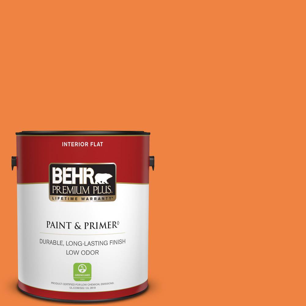 BEHR PREMIUM PLUS 1 gal. #P220-7 Construction Zone Flat Low Odor Interior Paint & Primer