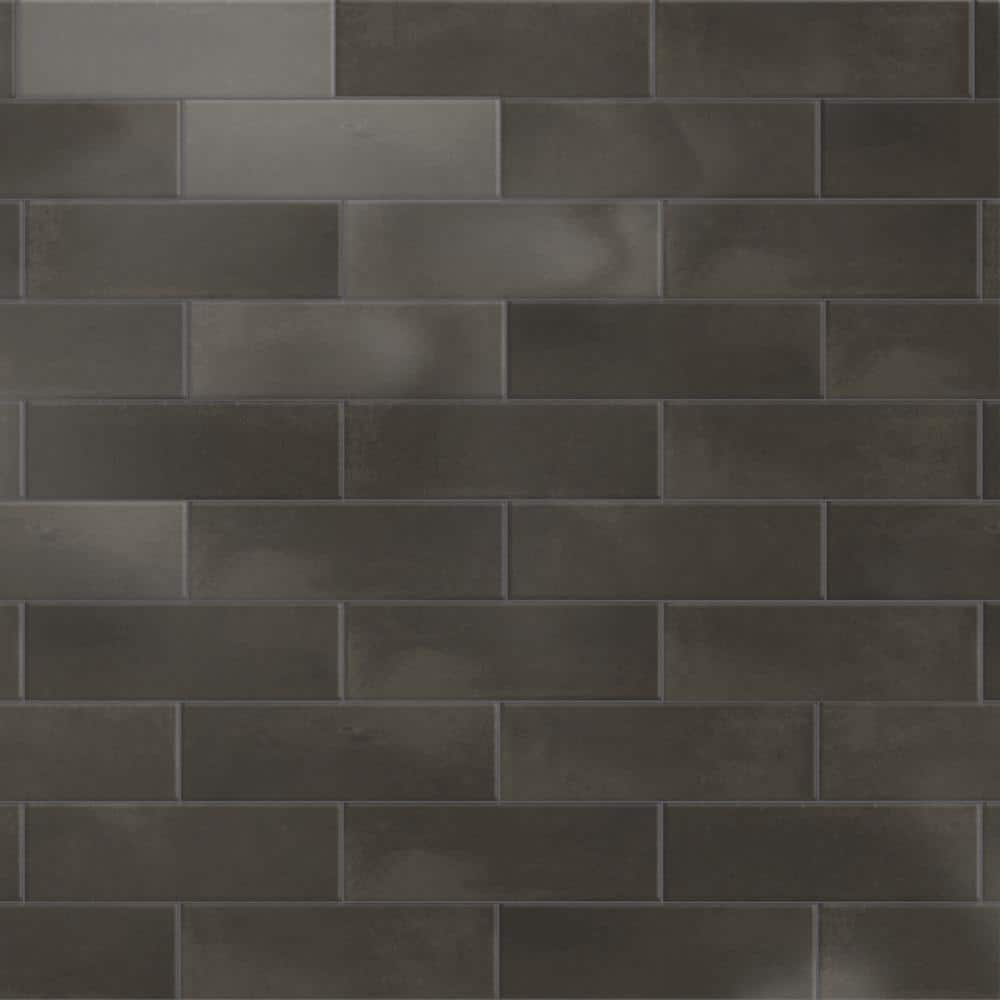 Merola Tile Coco Glossy Black Hat 2 in. x 5-7/8 in. Porcelain Wall Tile (5.94 sq. ft./Case)