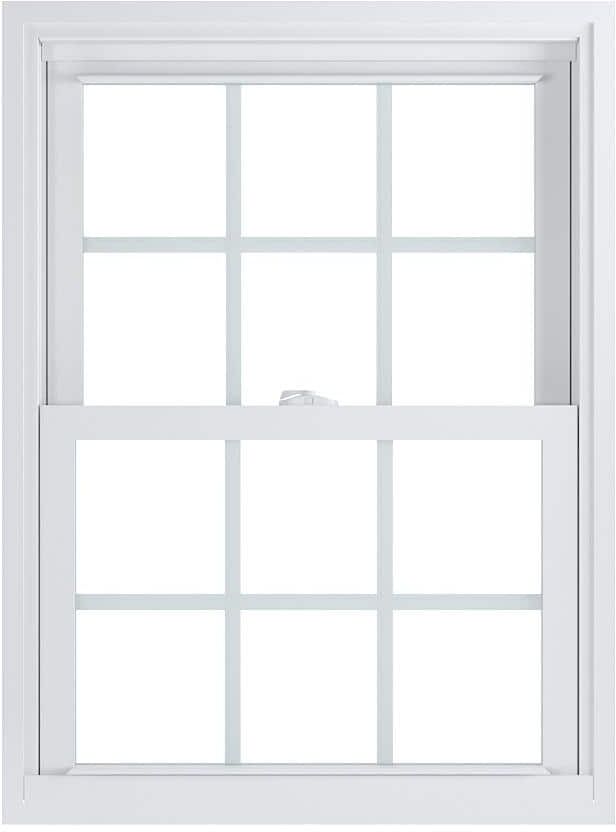 American Craftsman 27.75 in. x 37.25 in. 70 Pro Series Low-E Argon Glass Double Hung White Vinyl Replacement Window with Grids, Screen Incl