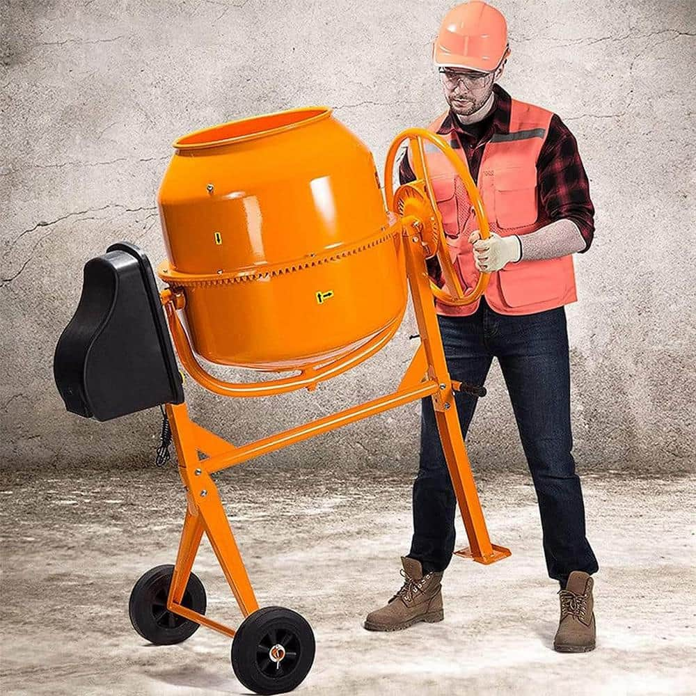 Cement Mixer 3 cu. ft. Electric Concrete Mixer Machine 110v AC Portable Power Cement Mixers for Mortar Stucco Fodder