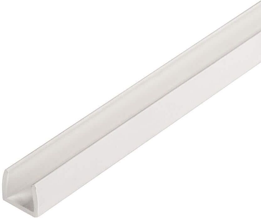 Outwater 3/8 in. D x 3/8 in. W x 36 in. L White UV Stabilized Rigid PVC Plastic U-Channel Moulding Fits 3/8 in. Board (4-Pack)