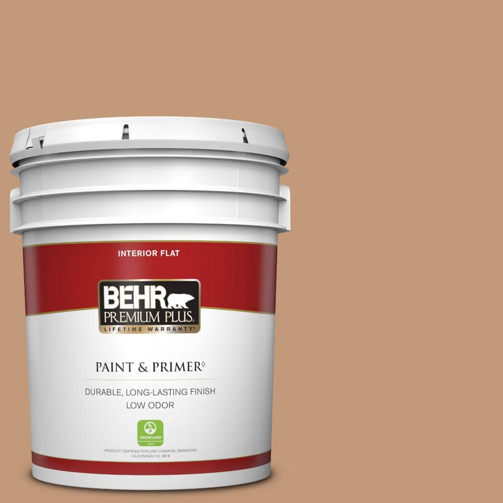 BEHR PREMIUM PLUS 5 gal. Home Decorators Collection #HDC-AC-02 Copper Moon Flat Low Odor Interior Paint & Primer