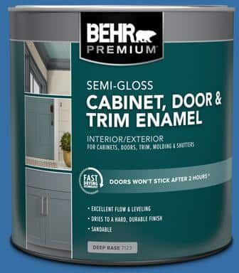 BEHR PREMIUM 1 qt. #P520-6 Mega Blue Semi-Gloss Enamel Interior/Exterior Cabinet, Door & Trim Paint