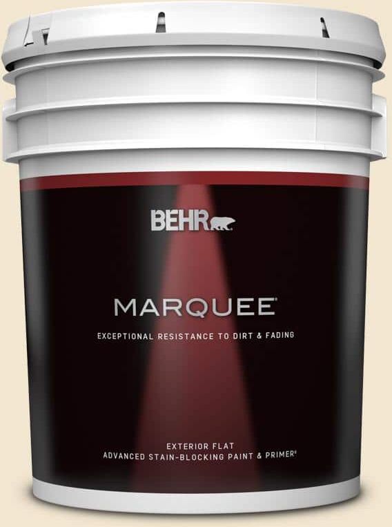 BEHR MARQUEE 5 gal. #S310-1 Writing Paper Flat Exterior Paint & Primer