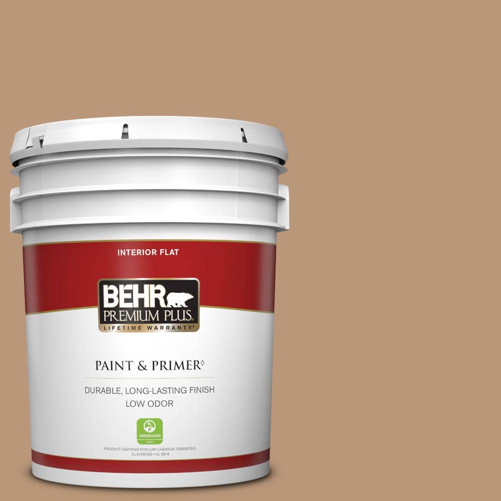 BEHR PREMIUM PLUS 5 gal. #N250-4 Artisan Crafts Flat Low Odor Interior Paint & Primer