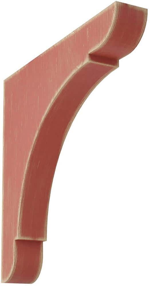 Ekena Millwork 1-3/4 in. x 12 in. x 12 in. Salvage Red Extra Large Olympic Wood Vintage Decor Bracket