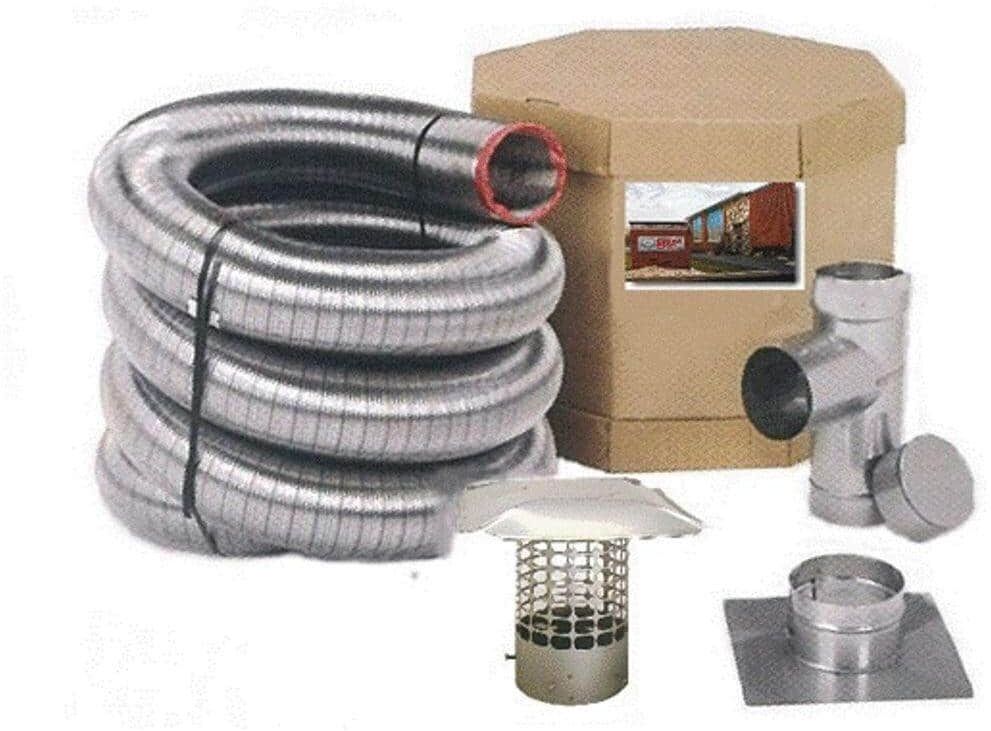 Chim Cap Corp 4 in. x 30 ft. Smooth Wall Pellet Stove Stainless Steel Chimney Liner Kit