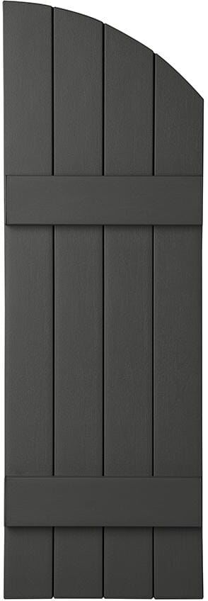 Ply Gem 15 in. x 43 in. Polypropylene Plastic 4-Board Closed Arch Top Board and Batten Shutters Pair in Spanish Moss